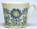 Turi Design Tor Viking Cup for Figgjo Fajanse designed by Turid Gramstad Oliver Flower Floral Motif Blue Green White Coffee Cup